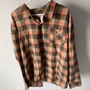 OVERSIZED COMFY ORANGE BROWN GREEN FLANNEL